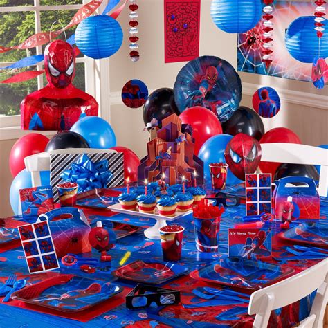 Spiderman birthday accessories - The Spiderman Birthday Party Supplies kit contains everything you need for easy, fast setup and takedown for birthday parties. This party pack includes more than just high quality, disposable dinnerware - it also has festive decorations perfect for tying the room together, matching cake candles, temporary tattoos, and an It's My Birthday ... 